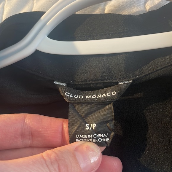 100% silk black collared blouse with full length button details by Club Monaco. - Picture 2 of 3